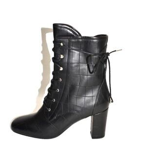 Longchamp Black Croc Print Bootie NWOB Size 38/ US 7 1/2